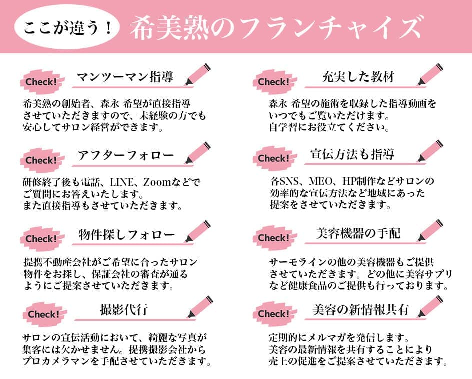 希美熟フランチャイズの特徴